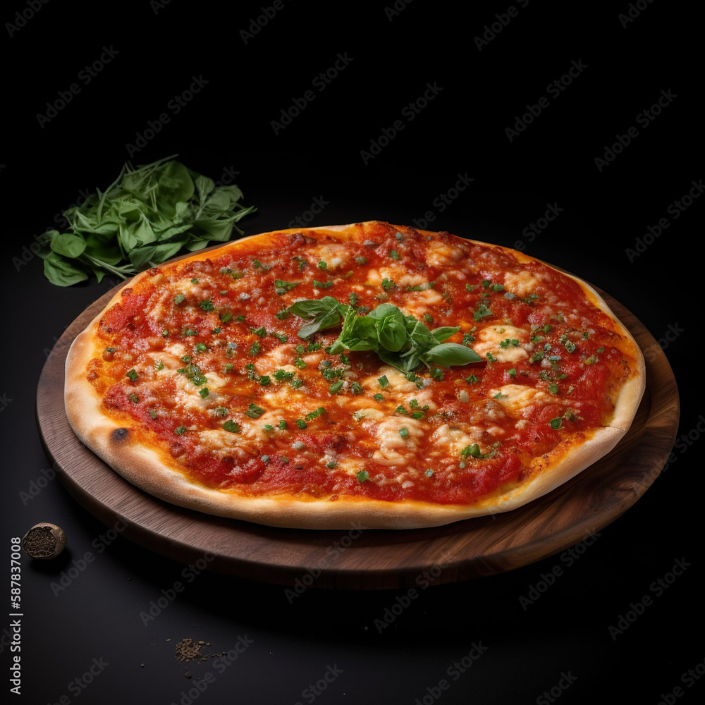 Pizza Marinara - Eine traditionelle italienische Pizza ohne Käse, aber mit Tomatensauce, Knoblauch, Olivenöl und Kräutern (z. B. Oregano oder Basilikum).