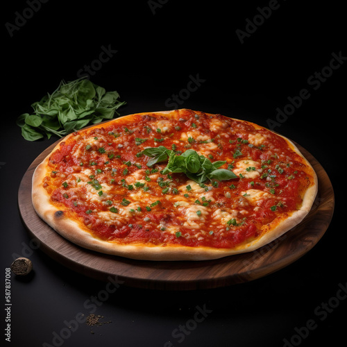 Pizza Marinara - Eine traditionelle italienische Pizza ohne Käse, aber mit Tomatensauce, Knoblauch, Olivenöl und Kräutern (z. B. Oregano oder Basilikum).