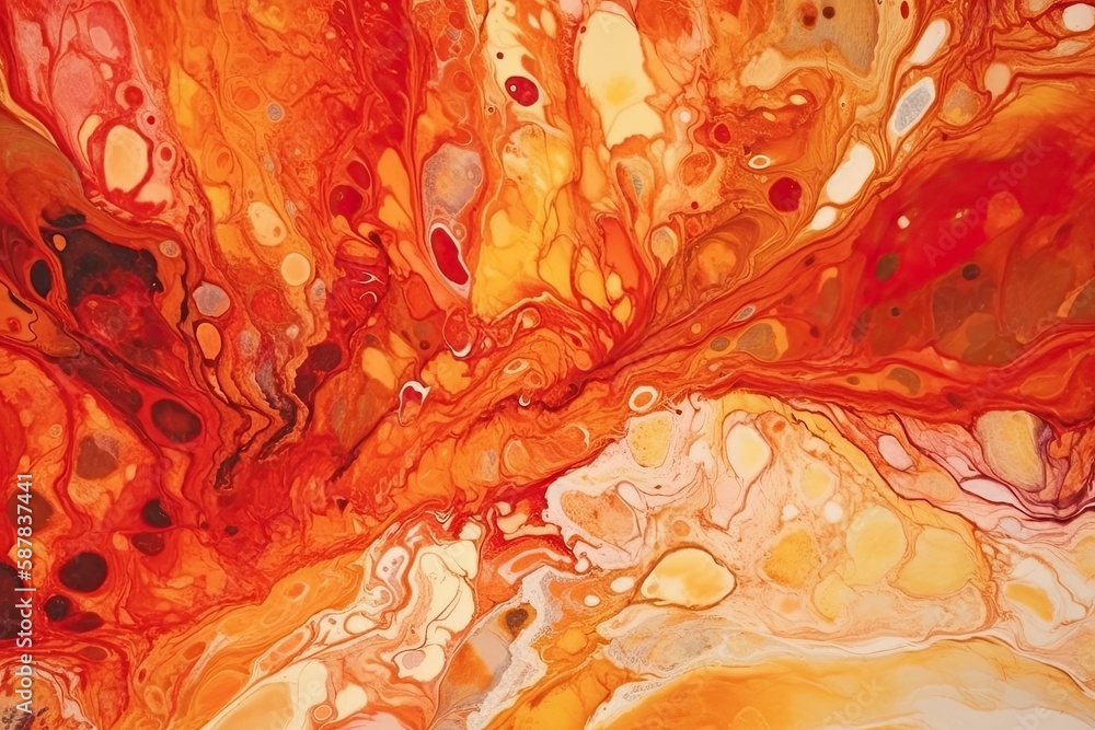 Illustration of an abstract painting featuring shades of orange and yellow colors. Generative AI Illustration of an abstract painting featuring shades of orange and yellow colors. Generative AI