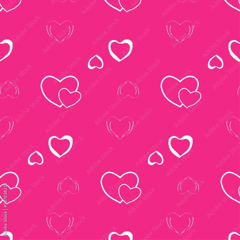 Seamless pattern with hearts on pink background. For Wrapping paper design Surface design Invitation print Vector illustration