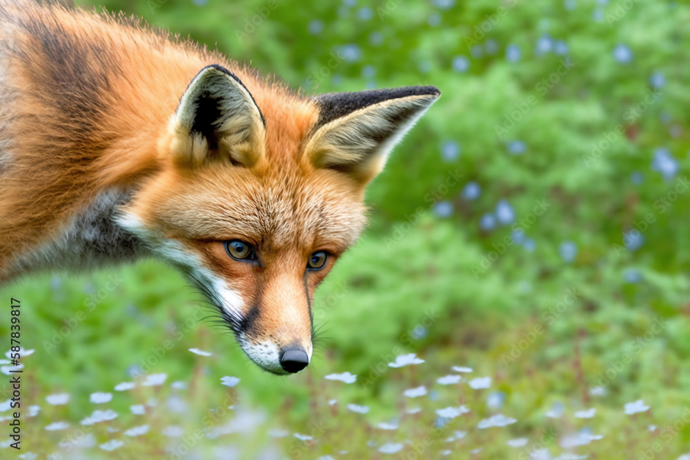 Fototapeta premium red fox portrait, red fox closeup in nature