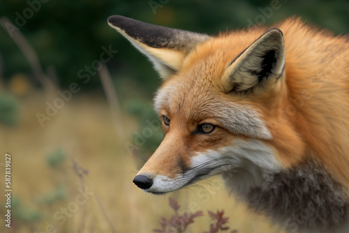 red fox in the wild, red fox closeup in nature © diego
