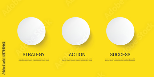3 circles business presentation concept. 3 steps business diagram information template for presentation project.