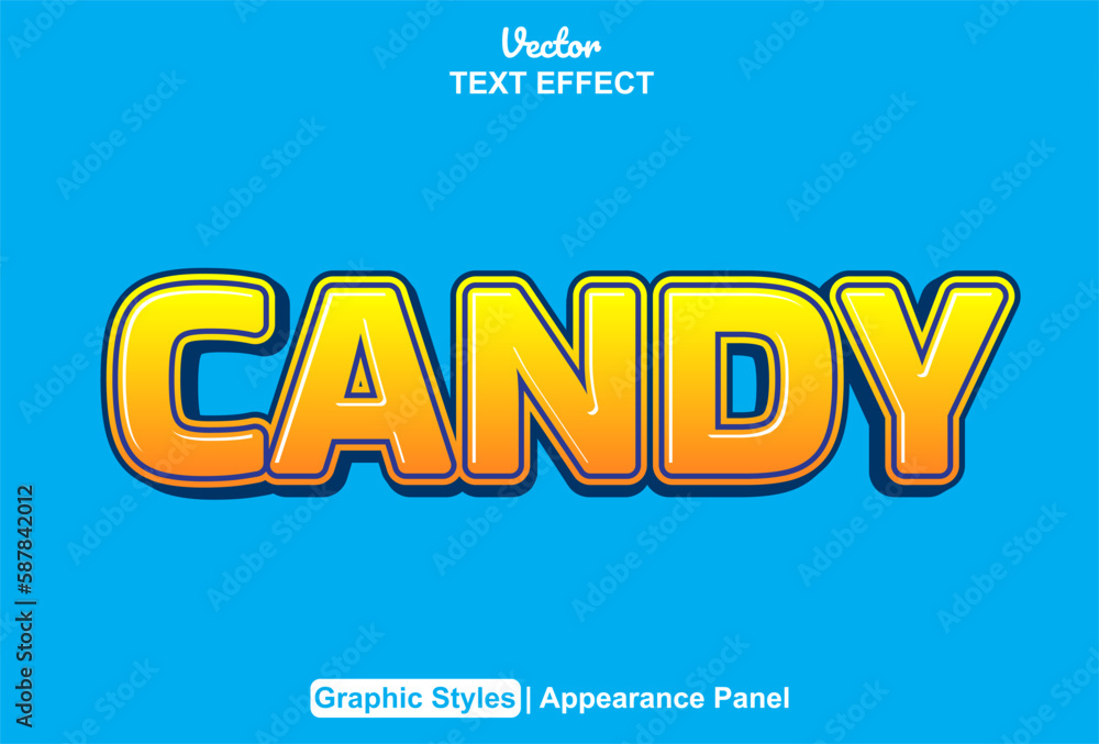candy text effect with orange graphic style and editable.