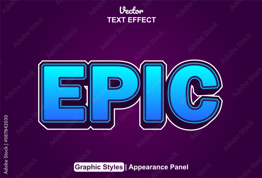 Fototapeta premium epic text effect with blue graphic style and editable.