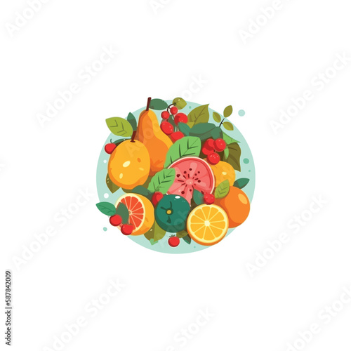 Fototapeta Naklejka Na Ścianę i Meble -  various fresh fruits logo vector