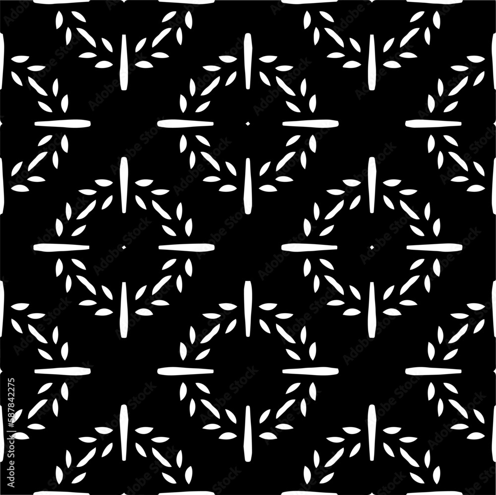 Black and white abstract patterns.Seamless monochrome repeating pattern for web page, textures, card, poster, fabric, textile.