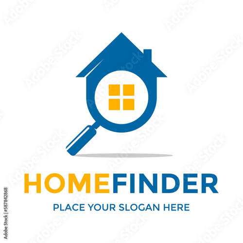 Home finder vector logo template. This design use home and magnifying glass symbol.