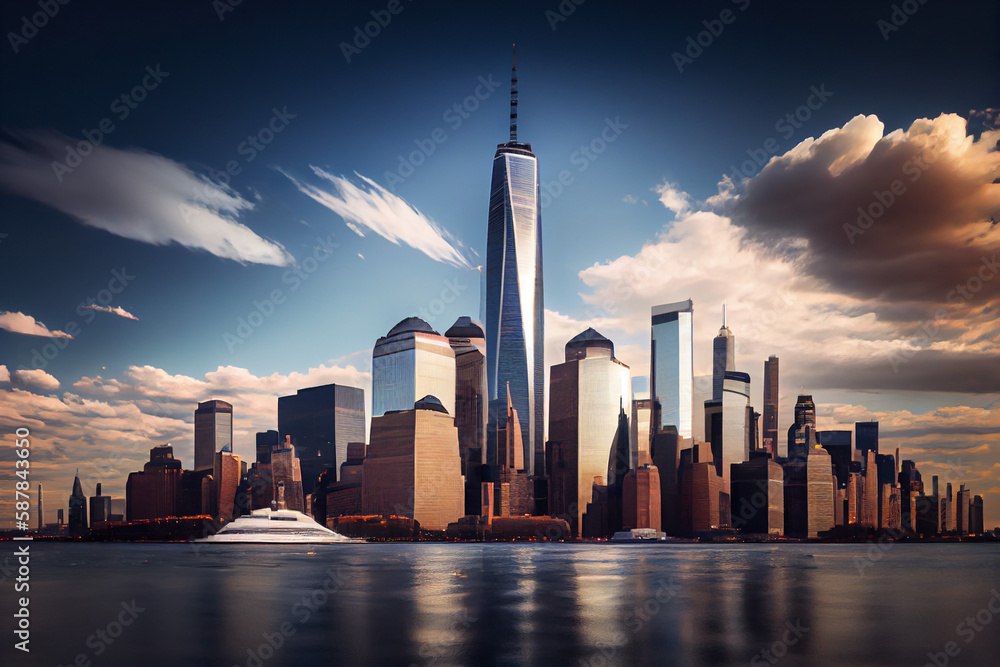 Fototapeta premium city skyline at sunset