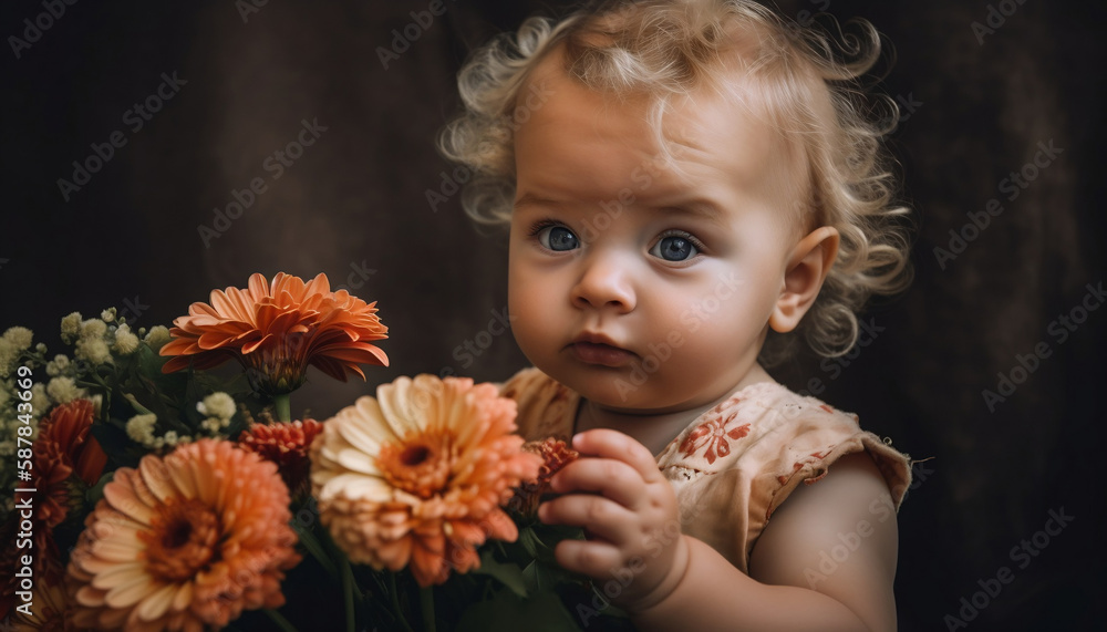 little girl with flowers little girl with flowers