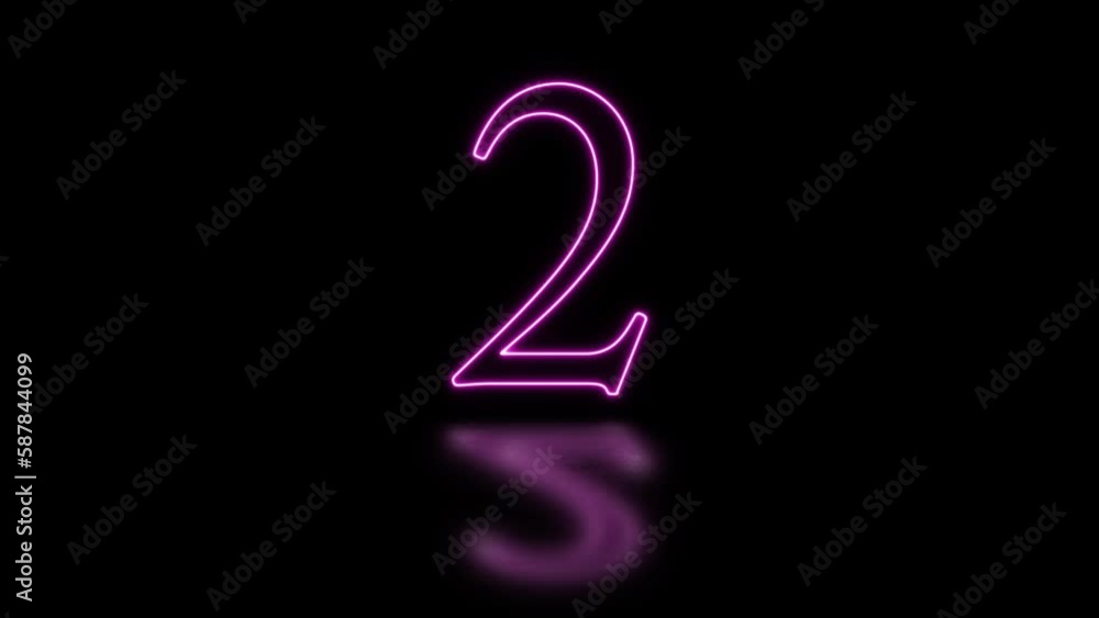 Animated number two digit with reflection against black background Animated number two digit with reflection against black background