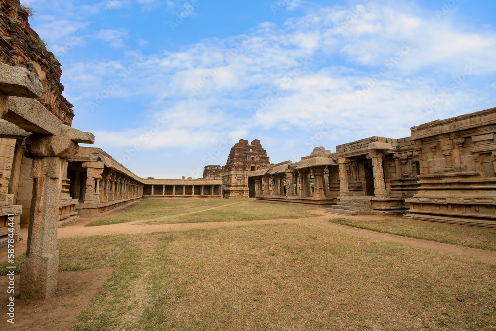 Achyuta Raya temple medieval architecture ruins at Hampi Karnataka, India