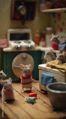 Funny Mice Doing Chores and Enjoying Life