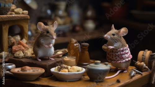Funny Mice Doing Chores and Enjoying Life © Jardel Bassi
