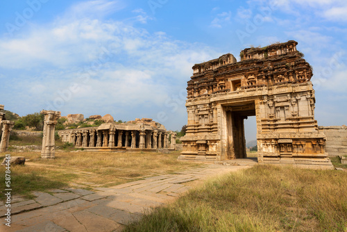Achyutaraya Temple medieval architecture built in 1534 AD at Hampi, Karnataka India