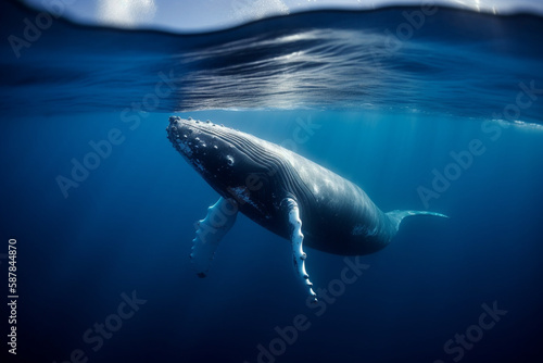 Whale below the water surface generative AI