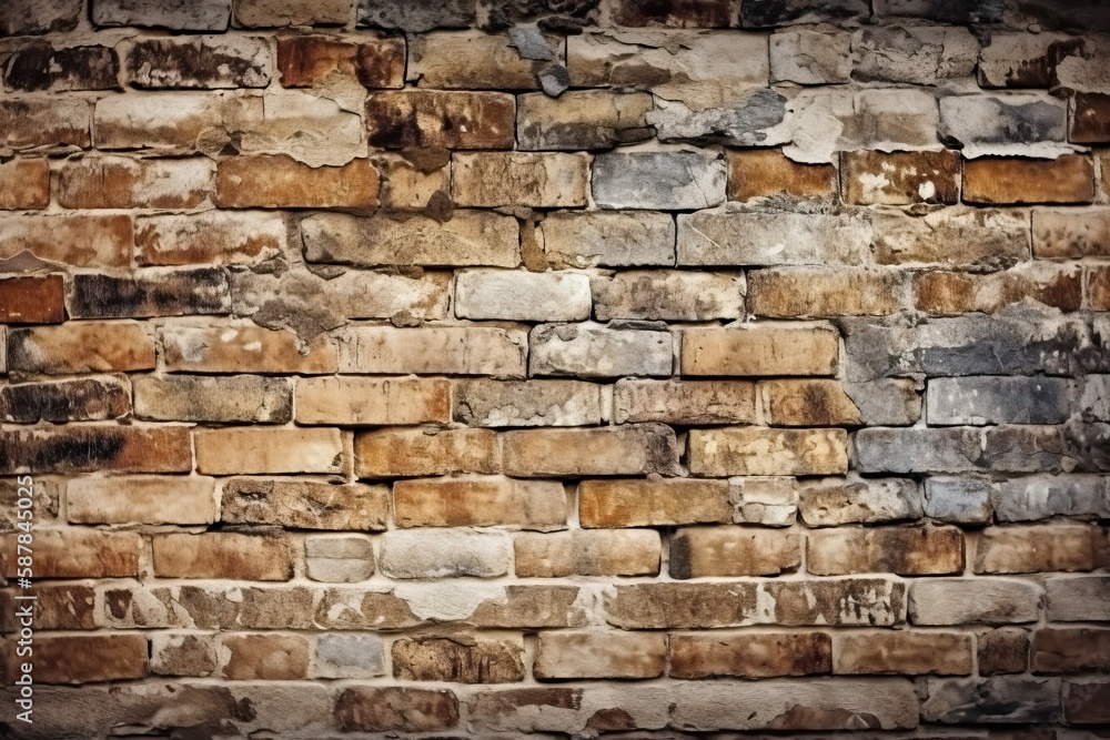 Illustration of an aged brick wall with rustic charm. Generative AI Illustration of an aged brick wall with rustic charm. Generative AI