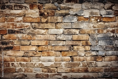 Illustration of an aged brick wall with rustic charm. Generative AI
