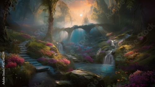 Step into a world of enchantment and wonder with a stunning, hyper-realistic image of nature that captures the essence of its magical beauty. Created using generative AI. 