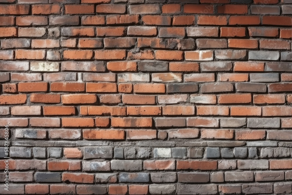 Brick Wall with a Single Red Brick Standing Ou. Generative AI Brick Wall with a Single Red Brick Standing Ou. Generative AI