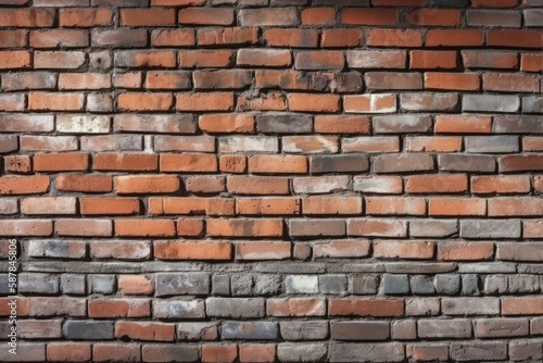 Brick Wall with a Single Red Brick Standing Ou. Generative AI