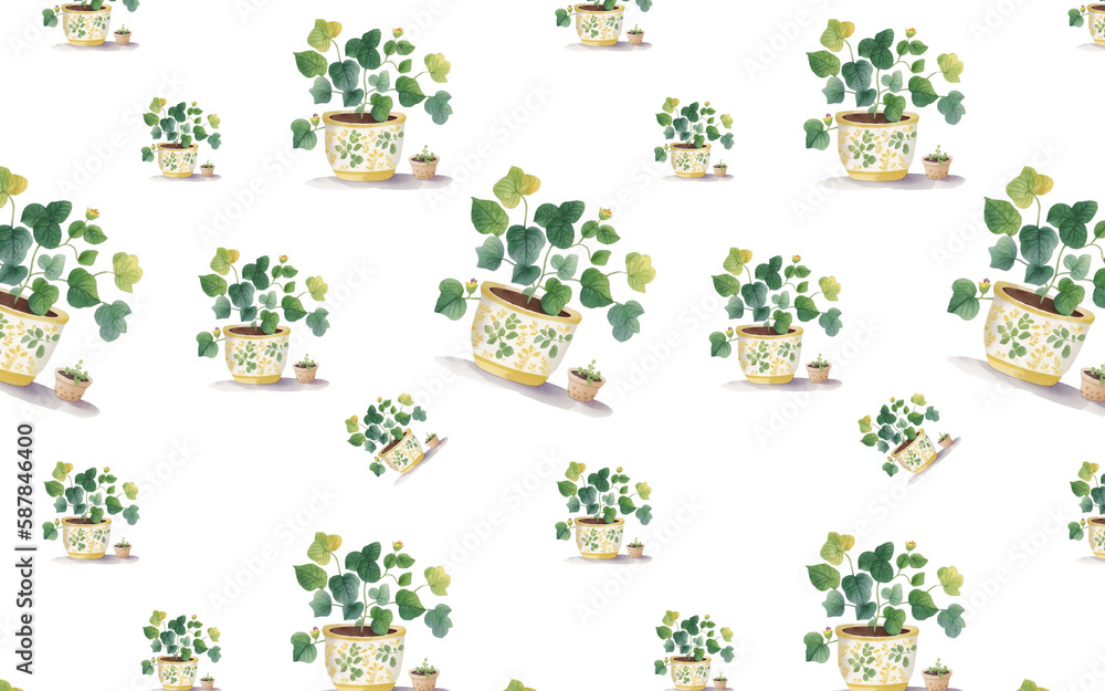 Fototapeta premium Seamless pattern with flowers and leaves. Hand drawn background. floral pattern for wallpaper or fabric. Flower rose. Botanic Tile. Transparent Background. Generative AI