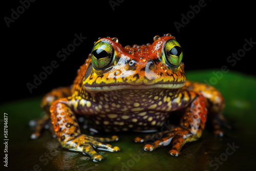 frog on a black background