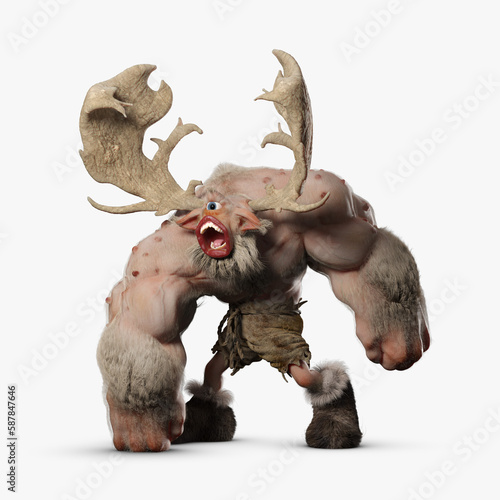 Fototapeta Naklejka Na Ścianę i Meble -  Cyclops Troll 3D CGI Render