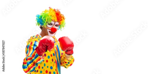 Male clown isolated on white
