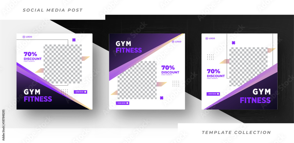 Gym fitness square banner template promotion banner for social media post