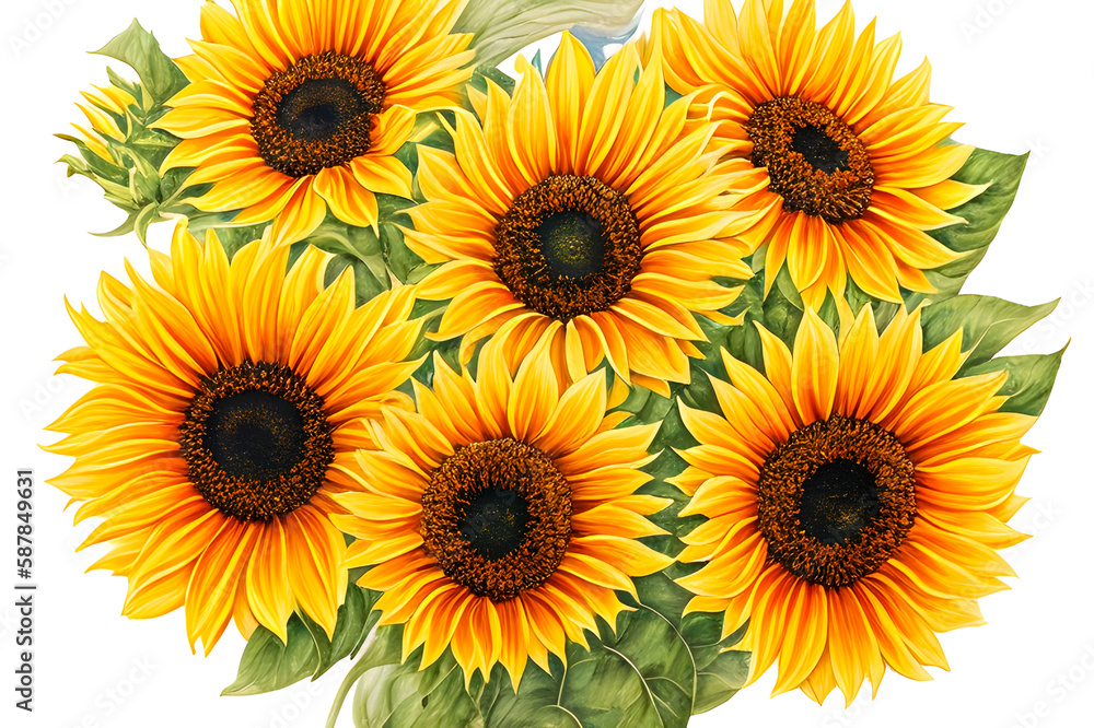 bouquet of sunflowers in watercolor painting style, generative ai bouquet of sunflowers in watercolor painting style, generative ai