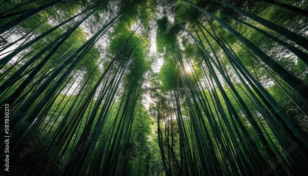 Vibrant bamboo grove thrives in lush forest generated by AI Vibrant bamboo grove thrives in lush forest generated by AI