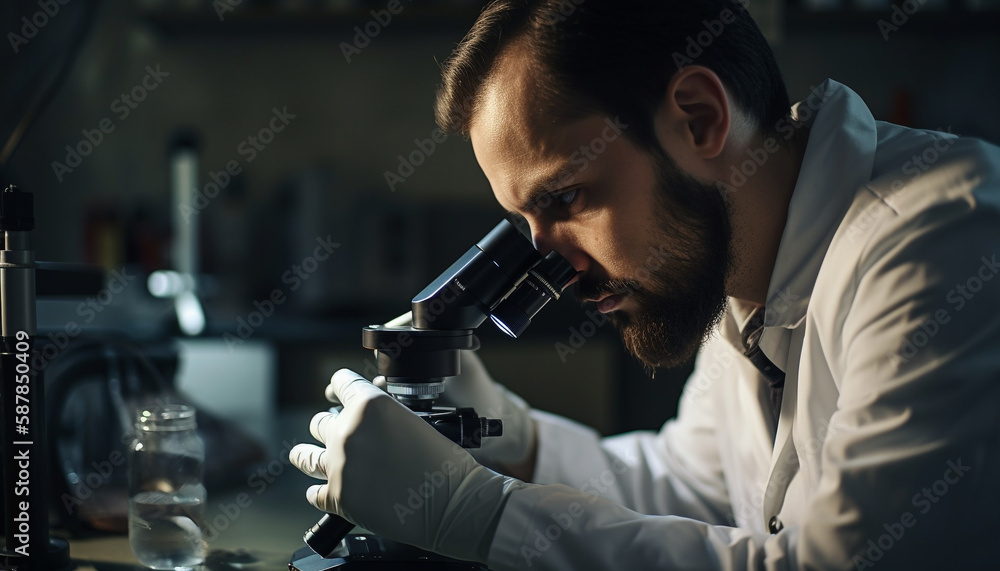 Analyzing liquid, one scientist making a discovery generated by AI Analyzing liquid, one scientist making a discovery generated by AI