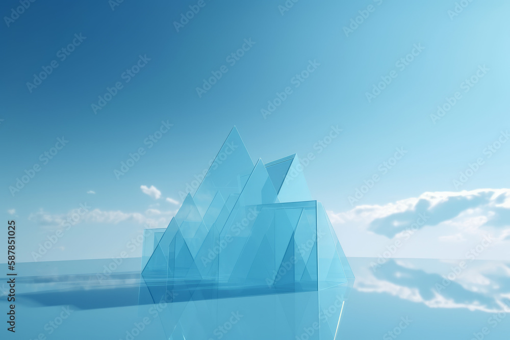 3D model of shapes with blue sky in background