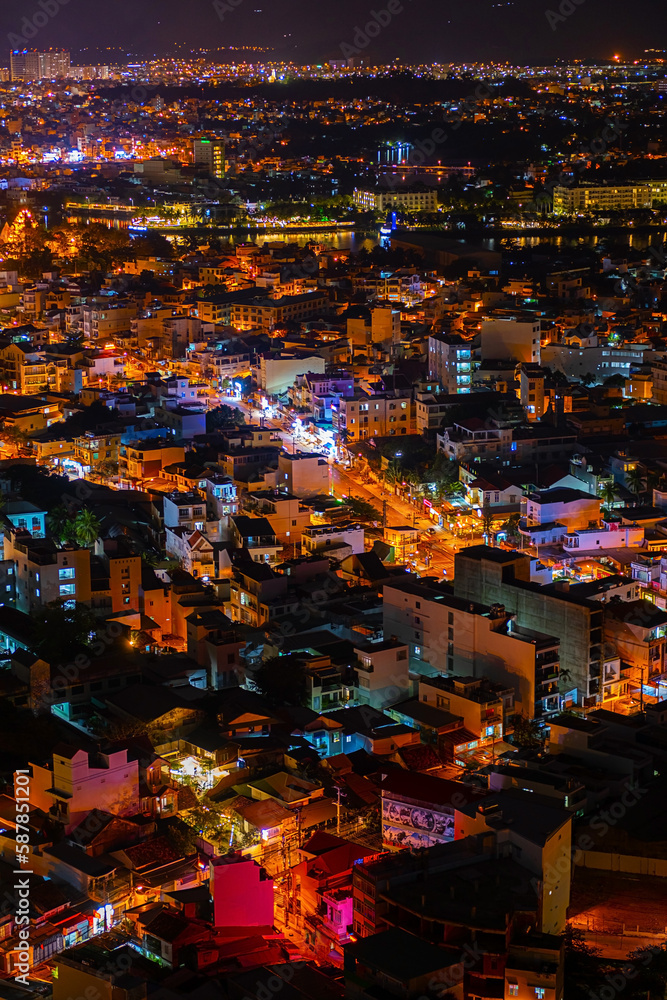 Night city light. Nightlife residential district, aerial view. Night city light. Nightlife residential district, aerial view.