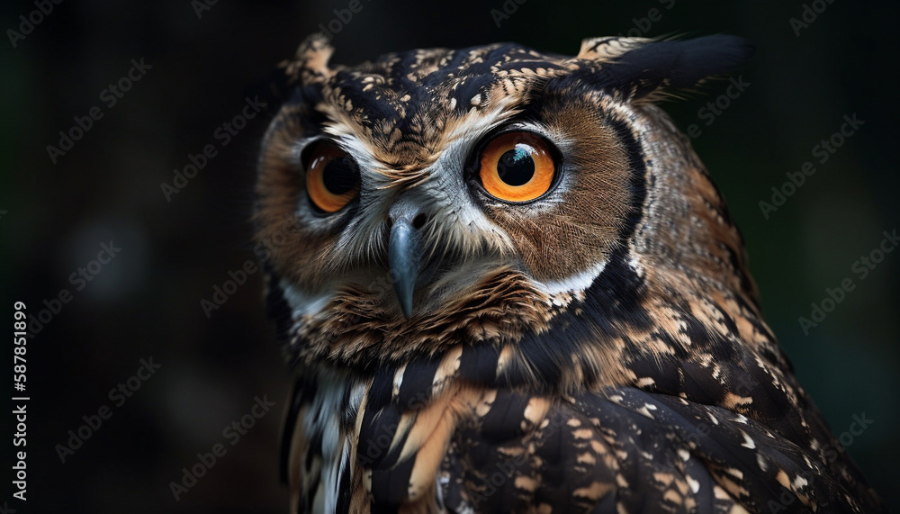 Bird of prey staring, wisdom in eye generated by AI Bird of prey staring, wisdom in eye generated by AI
