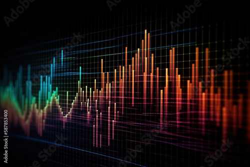 A graph charting the ups and downs of the stock market with colorful bars. created using Generative Ai