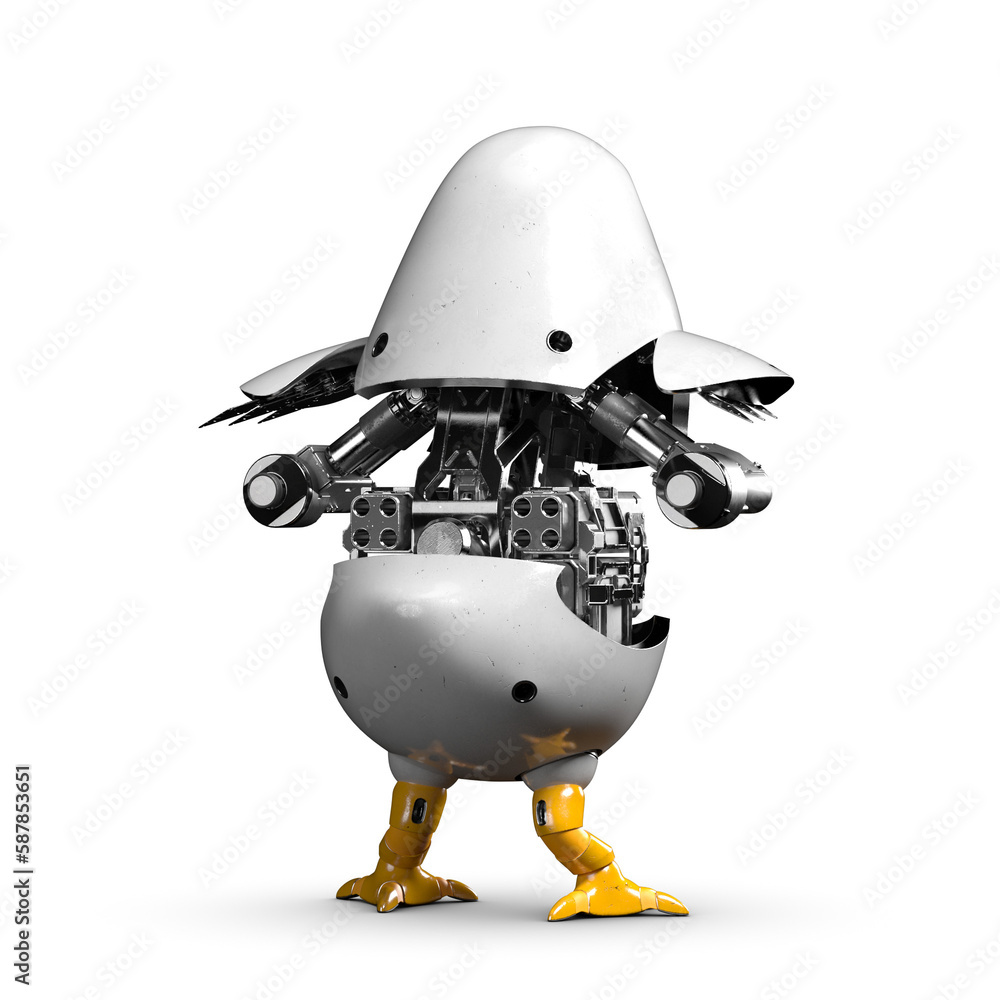 Photo & Art Print Chicken Robot 3D CGI Render, Jebcg