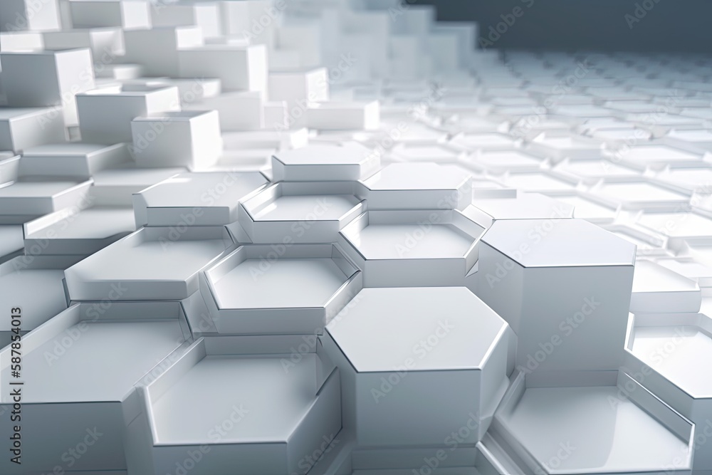 minimalist white room filled with identical white cubes. Generative AI minimalist white room filled with identical white cubes. Generative AI