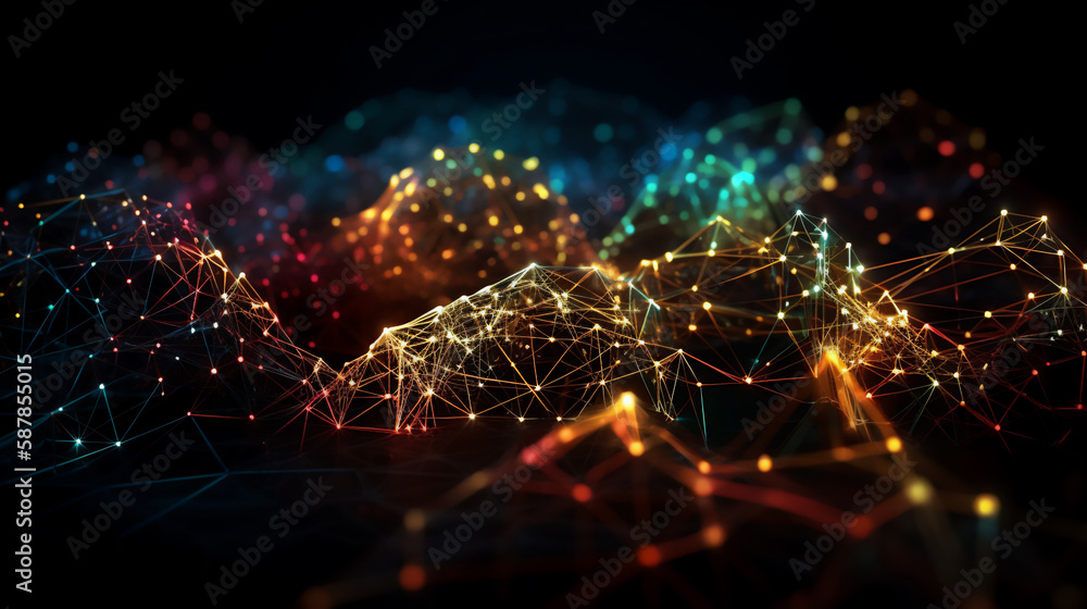 Fototapeta premium Circuit board and colourful data. Generative AI.