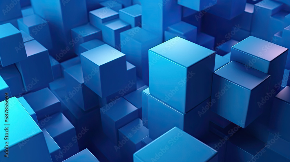 Obraz premium abstract blue cubes background ai generative