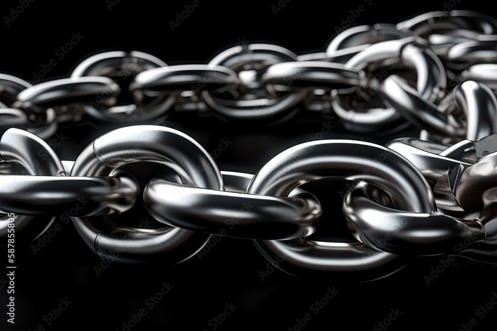 detailed metal chain on a dark background. Generative AI detailed metal chain on a dark background. Generative AI