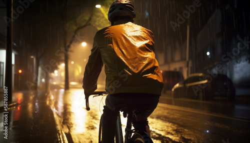 lights in the city, night bike ride with rain © RJ.RJ. Wave