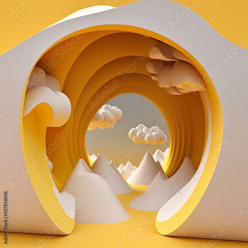 3d rendering window in the sky