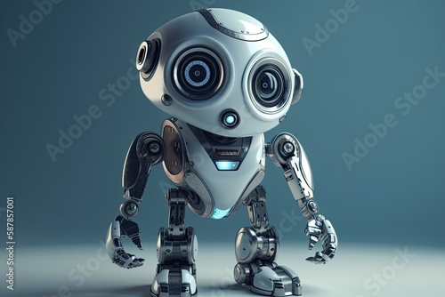 futuristic robot standing in a modern room. Generative AI © AkuAku