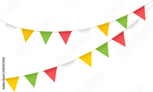 Colorful hanging party flag rope decoration element, PNG file no background