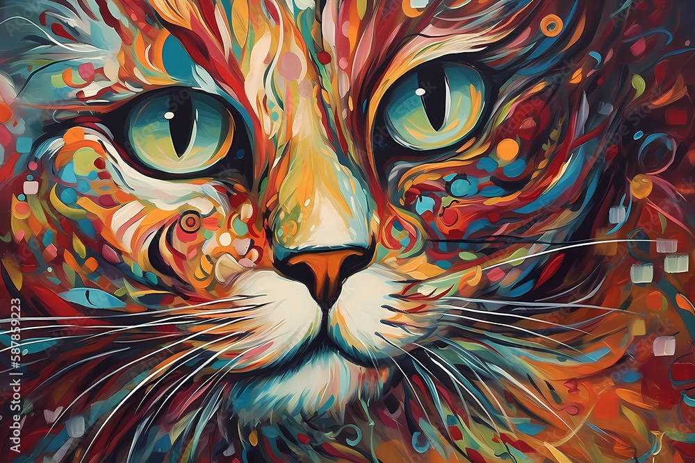 Abstract painting of a cat