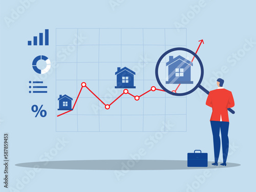 Business in real estate or housing price rising up concept vector illustrator