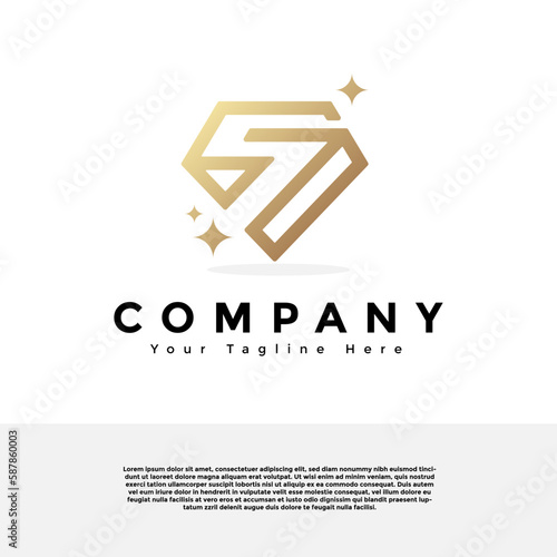 Diamond logo with Letter S logo creative vector design. Gradient logo premium vector