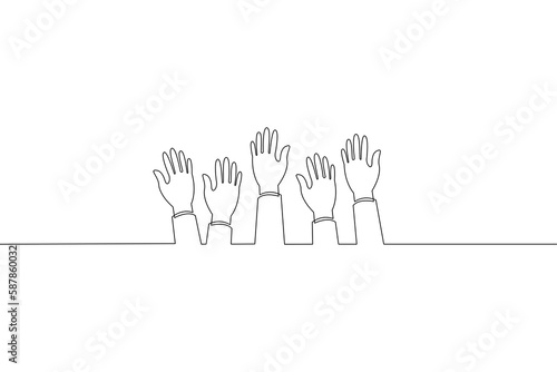 Continuous line drawing of Human hands volunteer on transparent background.